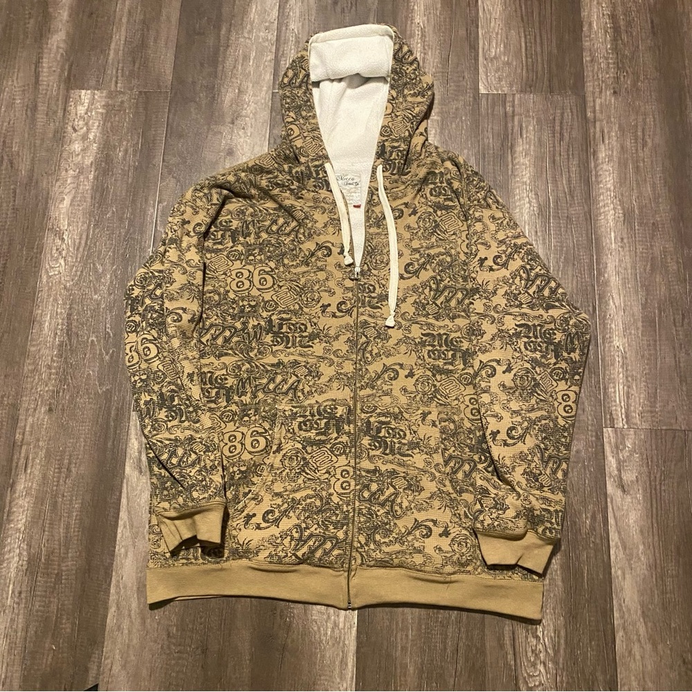 Mecca Tan and Black Zip Up Sweater Men TAGGED XL